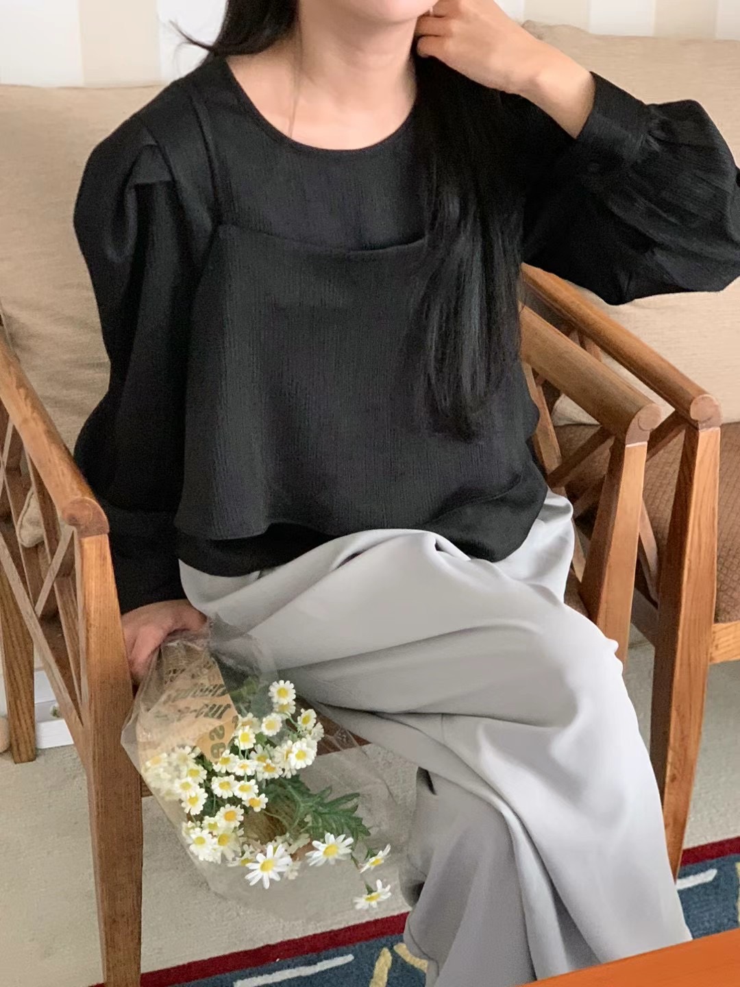 MOIBIEN直郵韓國代購女裝新款人氣真品24秋冬時尚襯衫蕾絲衫OBLANC襯衫/蕾絲衫圖色2