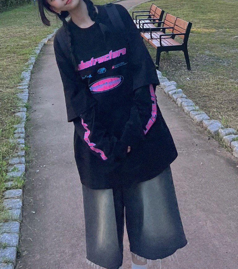 KSUBI直郵韓國代購女裝新款時尚職業推薦24秋冬休閑長袖T恤KSUBI長袖T恤