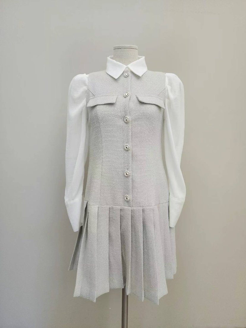AMY COMPANY直郵韓國代購女裝新品真品24秋冬連衣裙花呢褶皺MABE連衣裙