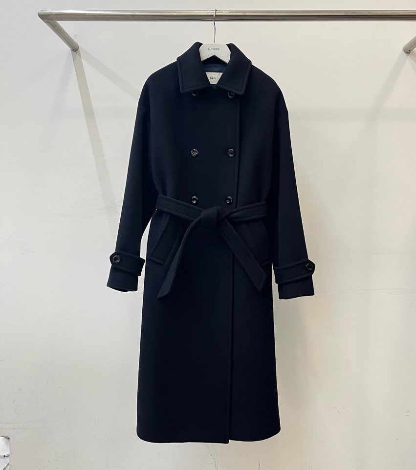 AUTOMNE/HE_HR直郵韓國代購女裝新款熱賣中長款大衣含腰帶雙層AMY GRACE中長款大衣圖色1