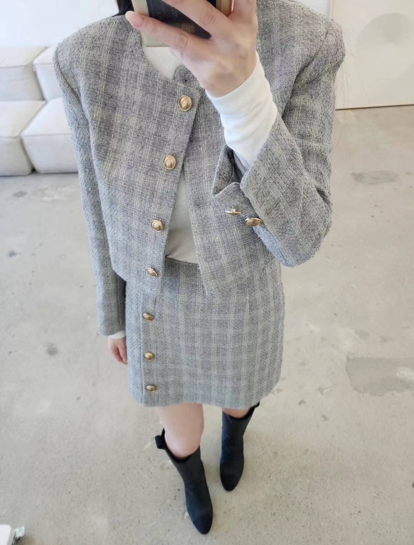 AMY COMPANY韓國直郵東大門代購女裝新品24秋冬夾克花呢MABE夾克