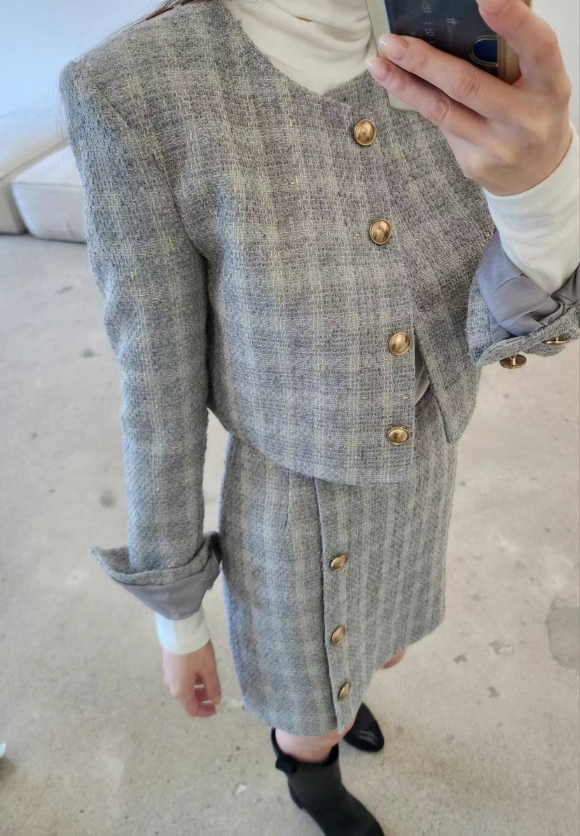 AMY COMPANY韓國直郵東大門代購女裝新品24秋冬夾克花呢MABE夾克