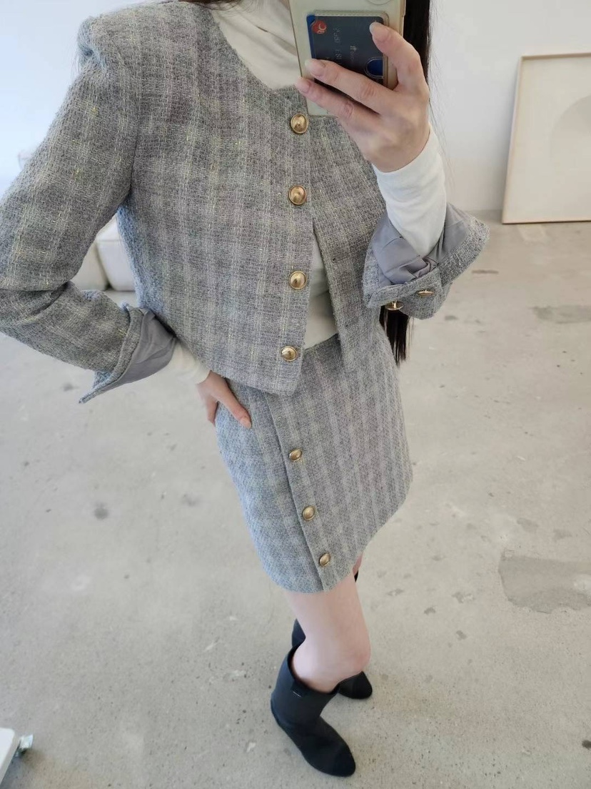 AMY COMPANY韓國直郵東大門代購女裝新品24秋冬夾克花呢MABE夾克