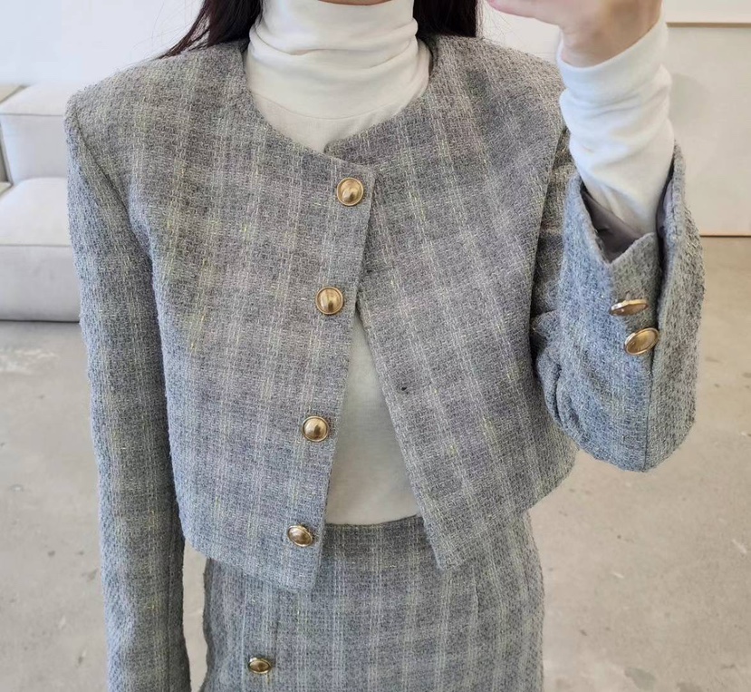 AMY COMPANY韓國直郵東大門代購女裝新品24秋冬夾克花呢MABE夾克圖色2