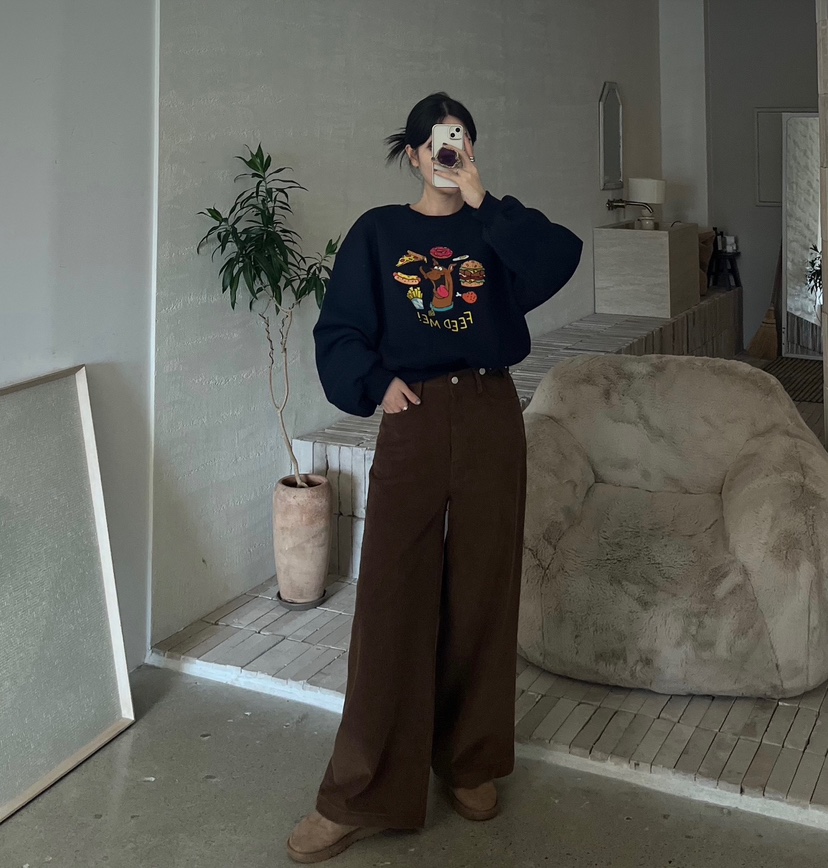 AMUSE SEOUL韓國直郵東大門代購女裝新品休閑24秋冬休閑褲加絨AMUSE SEOUL休閑褲