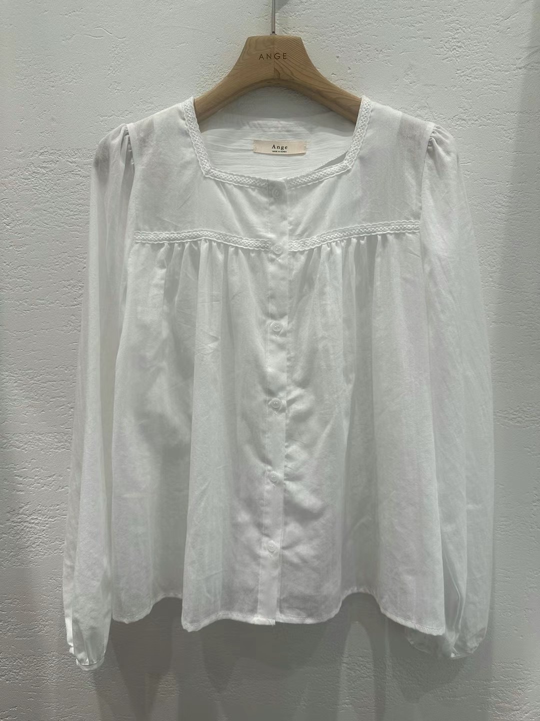 LUCKY STORE東大門直郵女裝新品24秋夏真品職業襯衫蕾絲衫ANGE襯衫/蕾絲衫