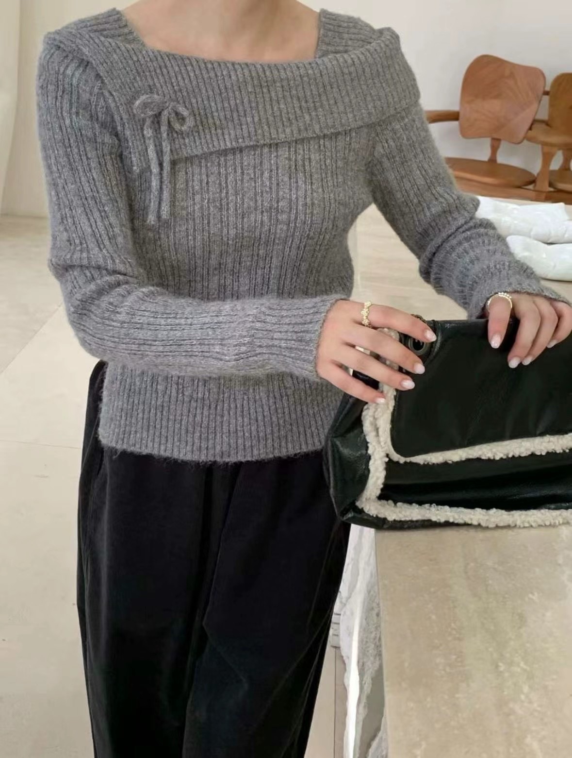 LUCKY STORE東大門代購女裝新品人氣職業時尚真品休閑針織衫WEEK PLAN針織衫圖色2