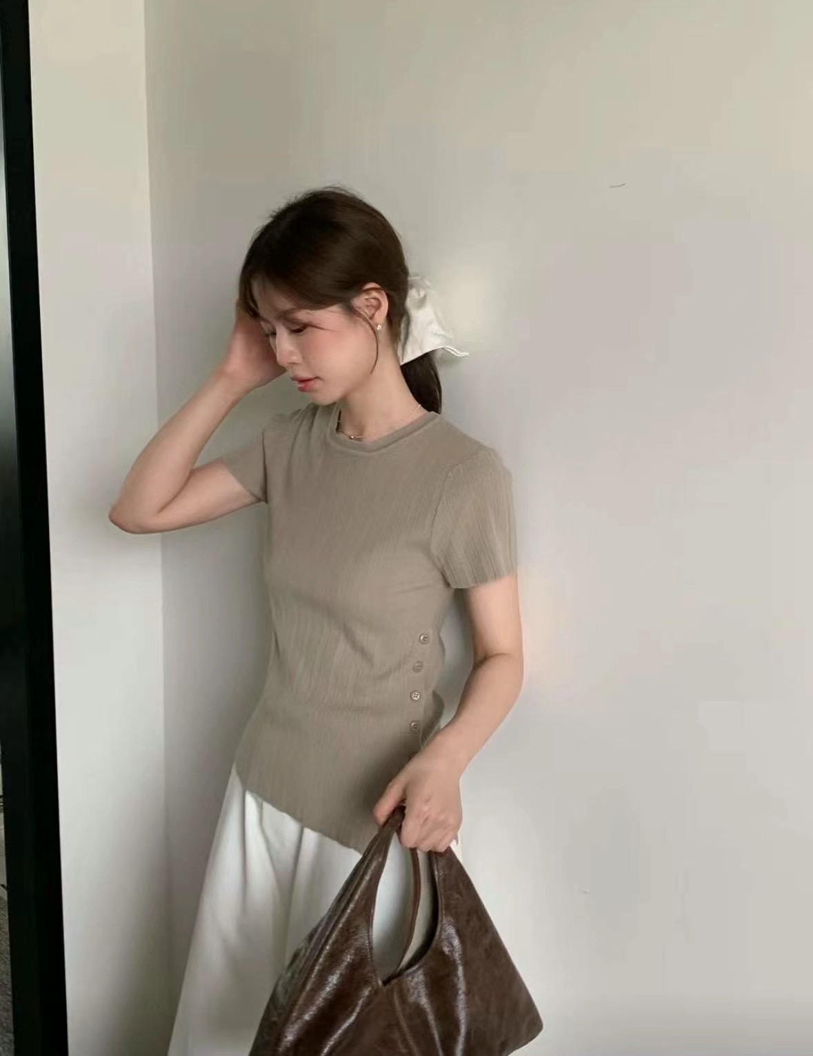 LUCKY STORE韓國直郵女士新款24秋夏休閑時尚職業熱賣T恤WEEK PLANT恤