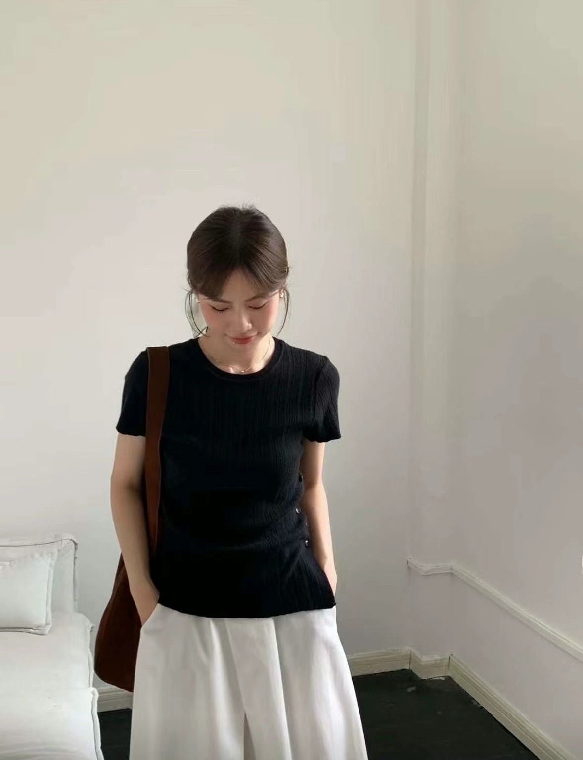 LUCKY STORE韓國直郵女士新款24秋夏休閑時尚職業熱賣T恤WEEK PLANT恤圖色3