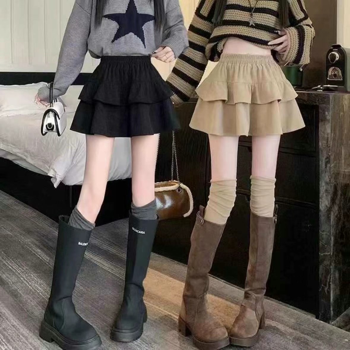 LUCKY STORE韓國代購女裝新款職業熱賣24秋夏時尚人氣短裙WEEK PLAN短裙