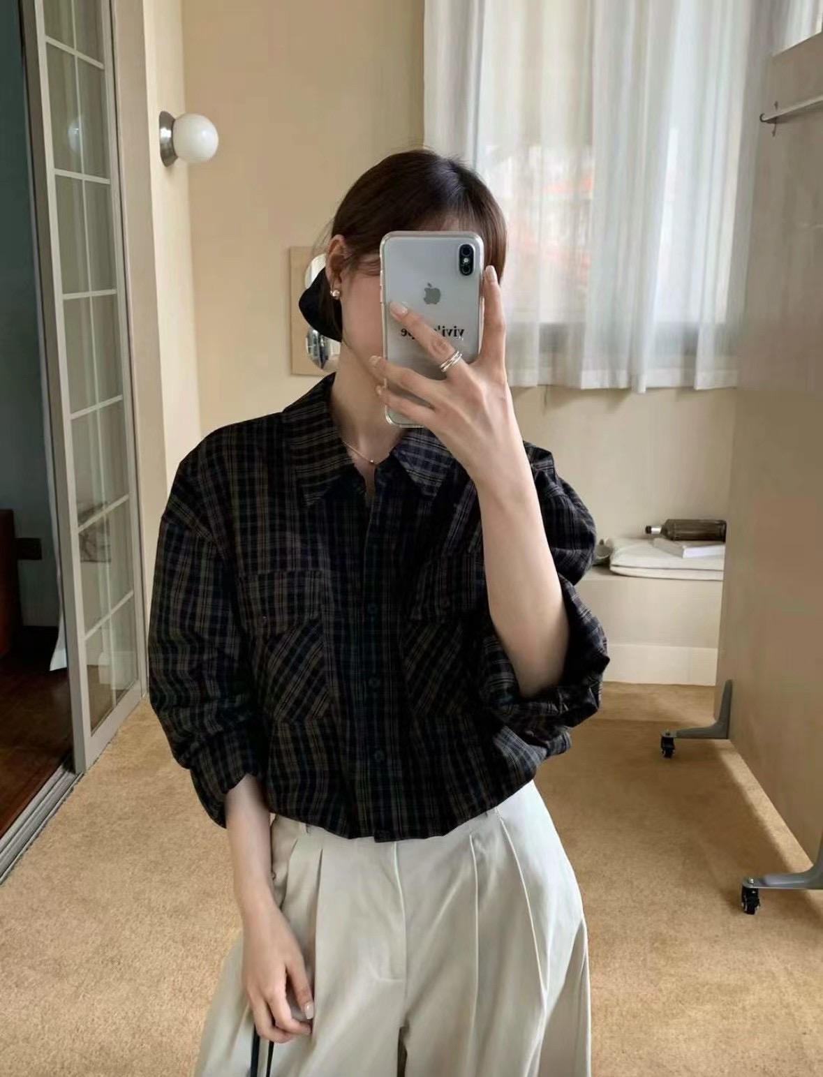 LUCKY STORE東大門直郵女士新品人氣職業時尚休閑襯衫蕾絲衫ANGE襯衫/蕾絲衫圖色2