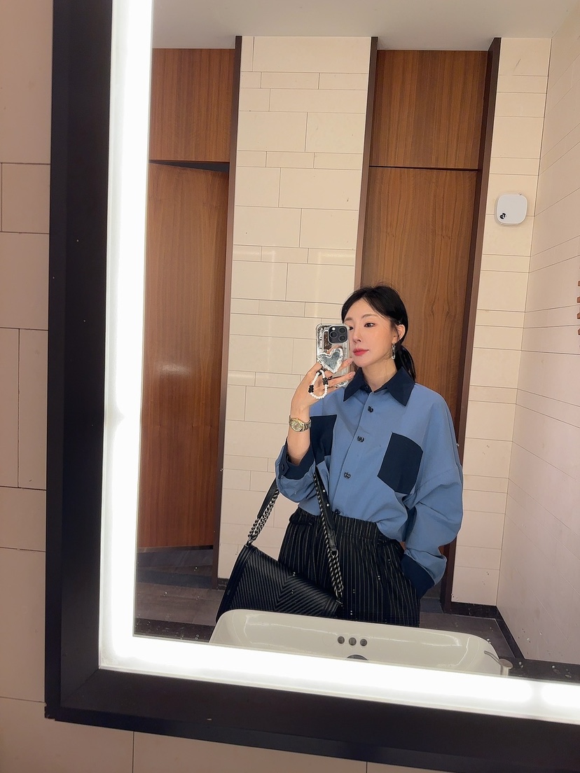 PALETTE韓國直郵東大門代購女裝新款職業24秋冬襯衫蕾絲衫短款PALETTE襯衫/蕾絲衫