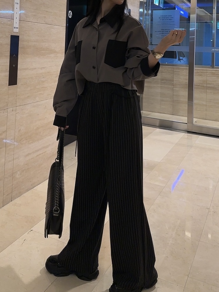 PALETTE韓國直郵女裝新款真品時尚職業熱賣人氣休閑褲含腰繩PALETTE休閑褲