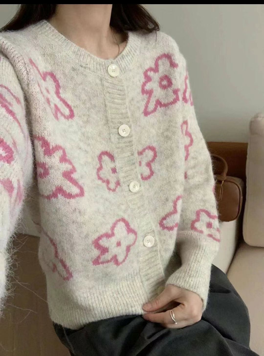 Y.BUTTERFIY直郵韓國代購女裝新款24秋冬真品針織衫開衫Y.BUTTERFIY針織衫