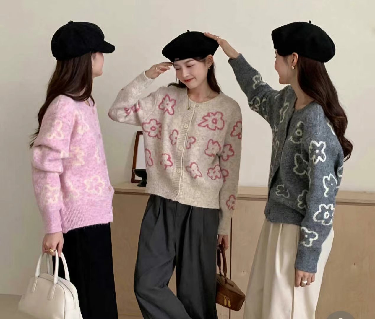 Y.BUTTERFIY直郵韓國代購女裝新款24秋冬真品針織衫開衫Y.BUTTERFIY針織衫