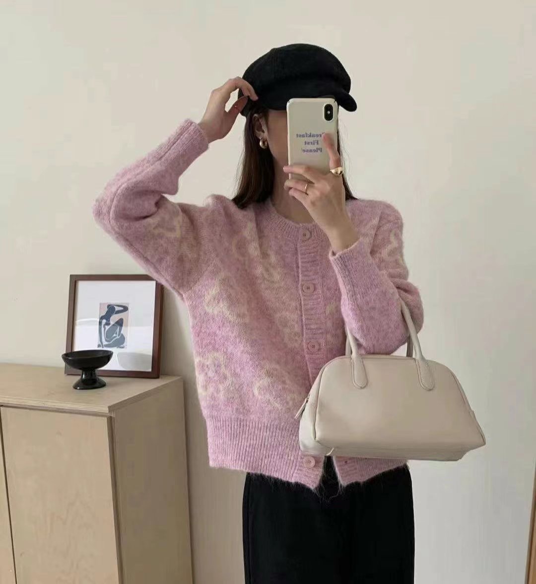 Y.BUTTERFIY直郵韓國代購女裝新款24秋冬真品針織衫開衫Y.BUTTERFIY針織衫圖色2