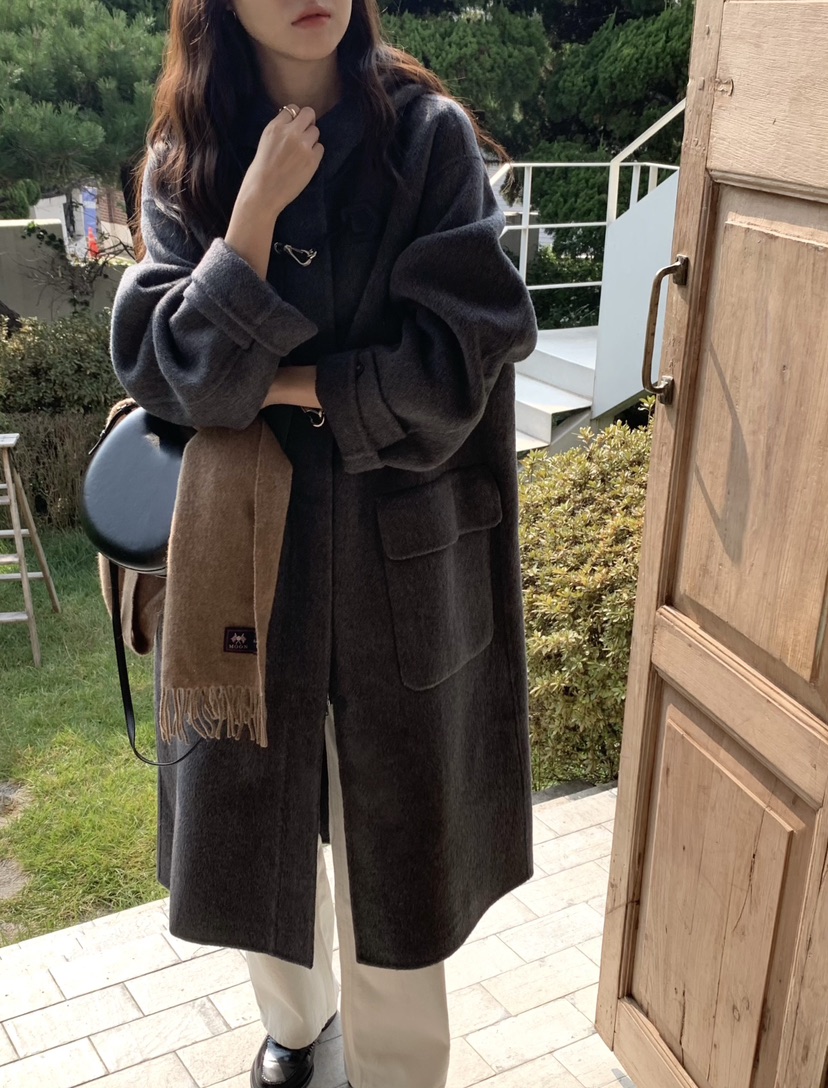 NOTTINGHAM韓國直郵東大門實拍女裝新款推薦真品中長款大衣NOTTINGHAM中長款大衣