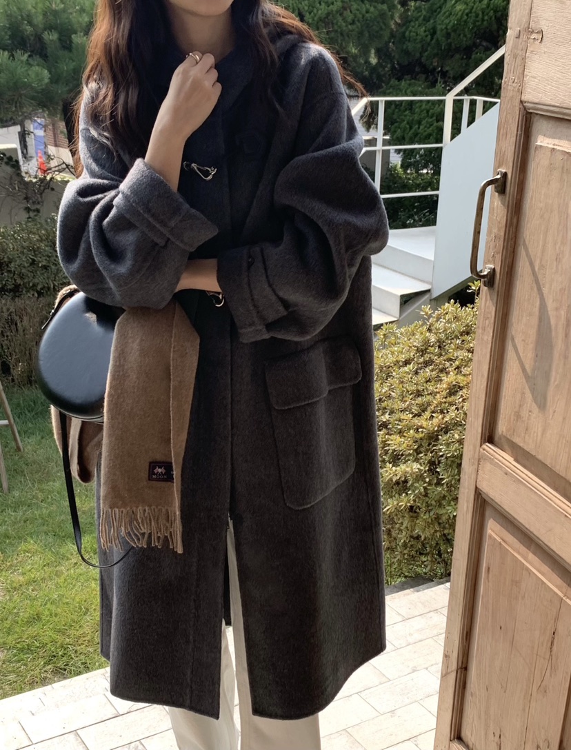 NOTTINGHAM韓國直郵東大門實拍女裝新款推薦真品中長款大衣NOTTINGHAM中長款大衣