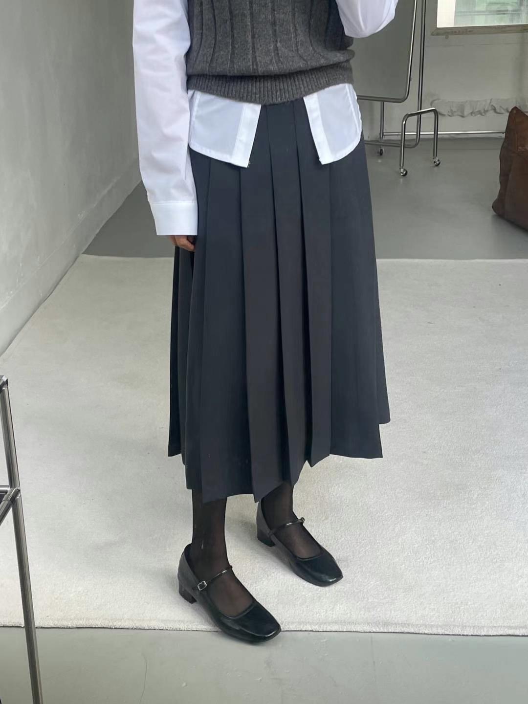 COMO韓國直郵東大門代購女裝新款休閑熱賣半身裙中短裙百褶COMO半身裙/中短裙