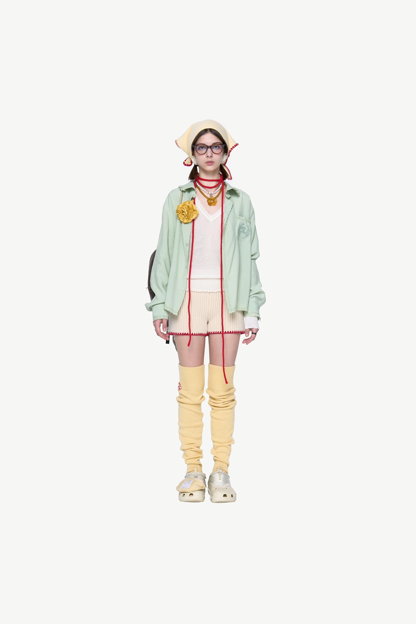 POLAROMO韓國直郵女裝新品真品熱賣職業時尚襯衫蕾絲衫刺繡POLAROMO襯衫/蕾絲衫