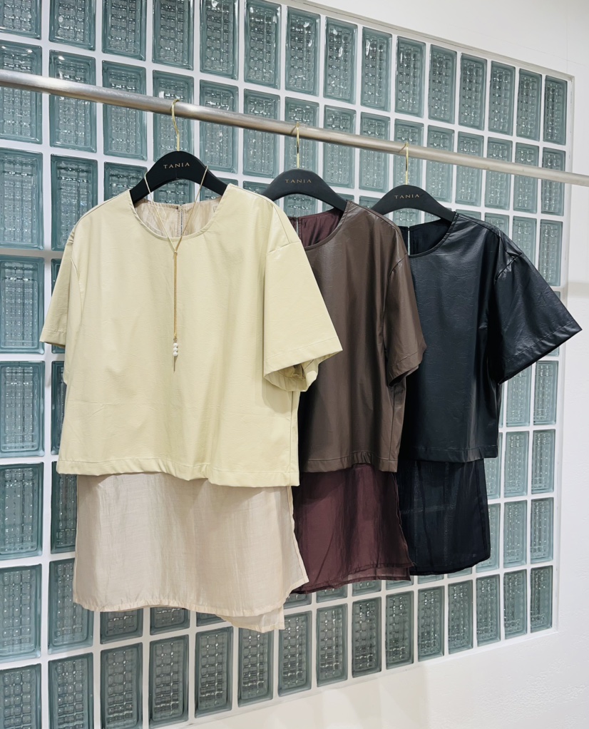 TANIA-Q直郵韓國代購女裝新款職業24秋冬襯衫蕾絲衫皮革TANIA-Q襯衫/蕾絲衫