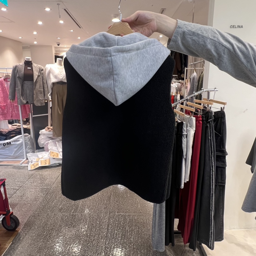 CELI-533-NA直郵韓國代購女裝新款職業時尚24秋冬馬甲連帽CELI_NA馬甲