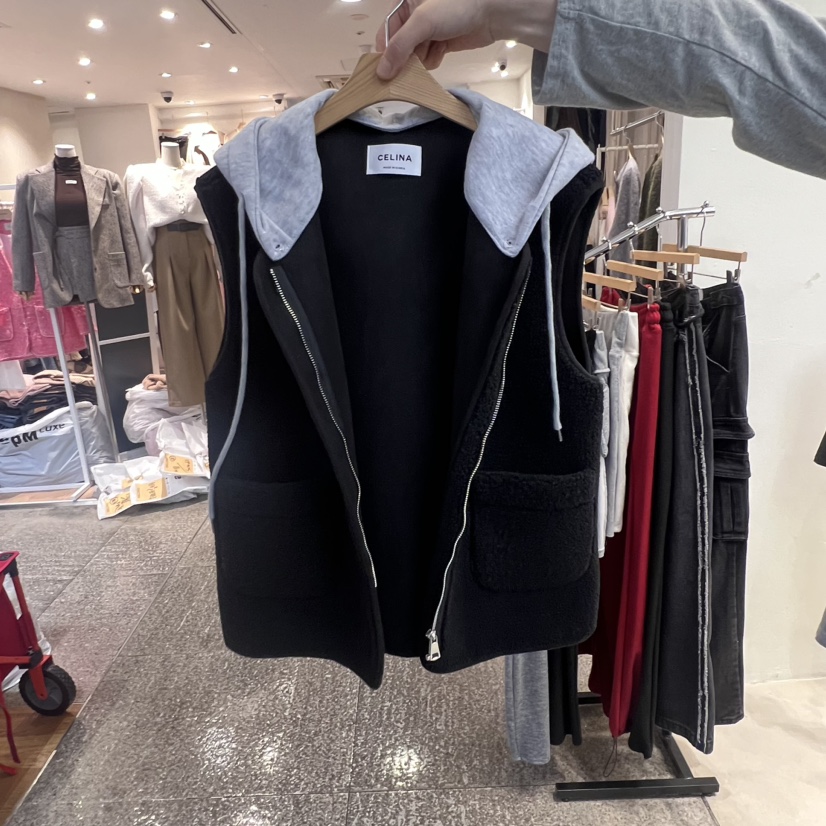 CELI-533-NA直郵韓國代購女裝新款職業時尚24秋冬馬甲連帽CELI_NA馬甲圖色2