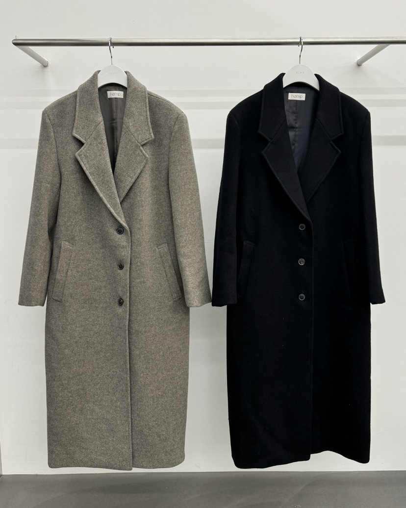 hemp韓國直郵女裝新款休閑推薦人氣職業時尚24秋冬中長款大衣hemp中長款大衣