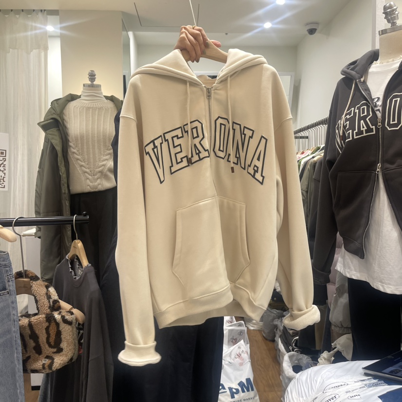 UNCOVER直郵韓國代購女裝新品休閑24秋冬熱賣衛衣拉鏈連帽UNCOVER衛衣圖色2