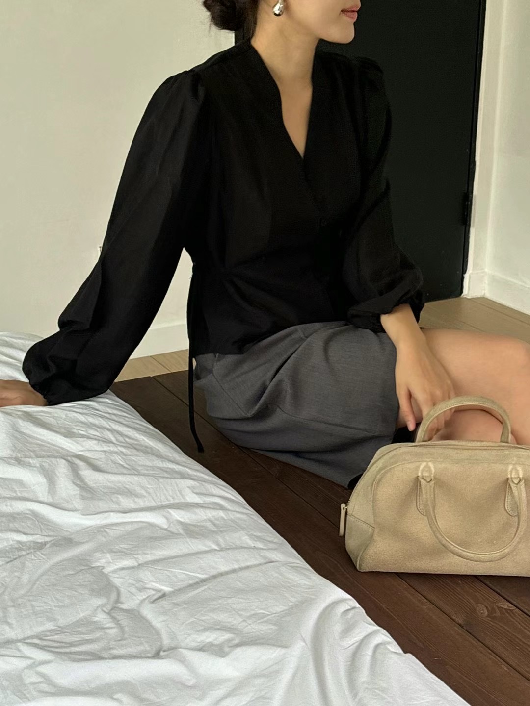 POETE韓國直郵女裝新品休閑時尚24秋冬推薦真品襯衫蕾絲衫POETE襯衫/蕾絲衫圖色2