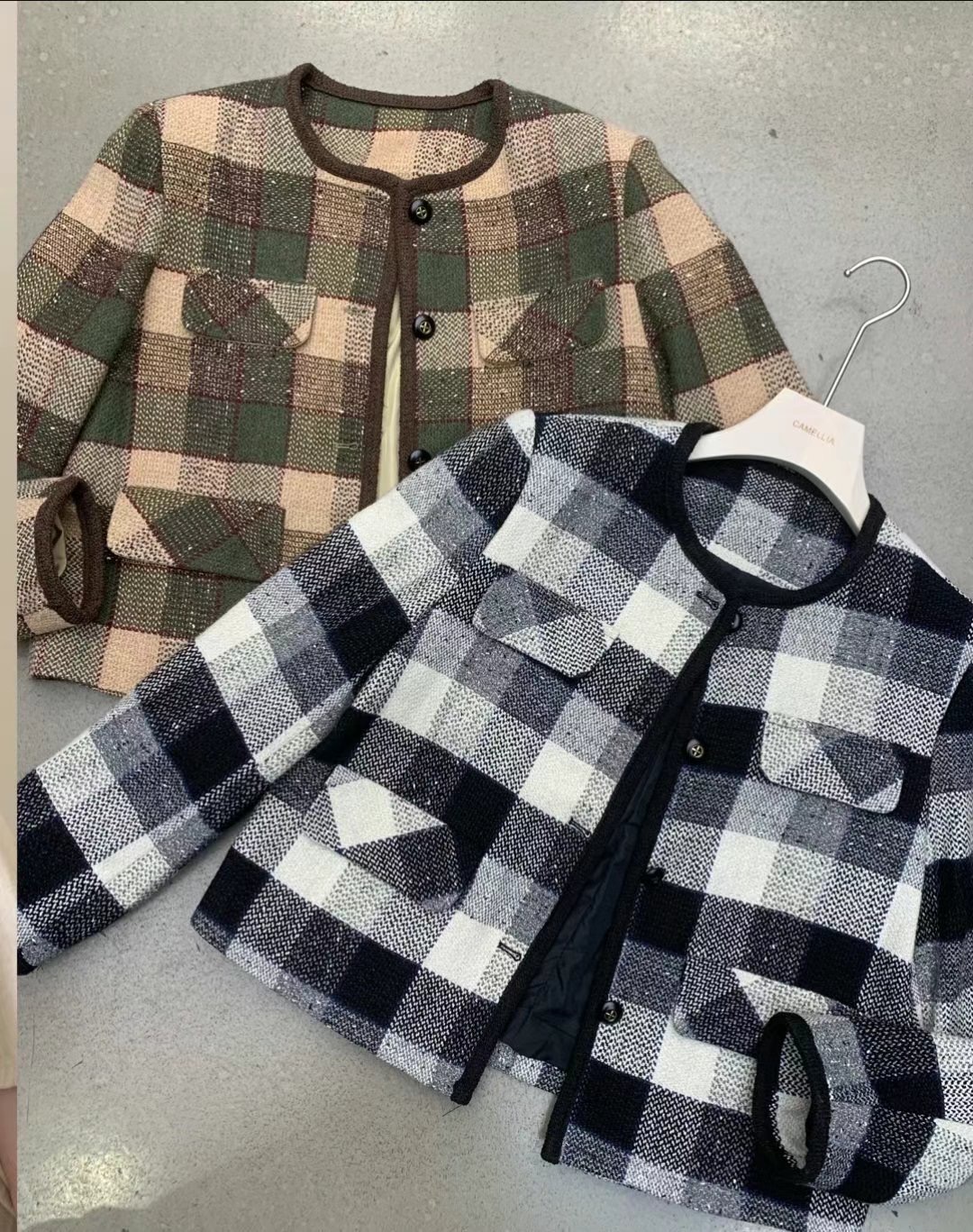 Y.BUTTERFIY韓國直郵東大門代購女裝新品推薦夾克花呢格紋Y.BUTTERFIY夾克
