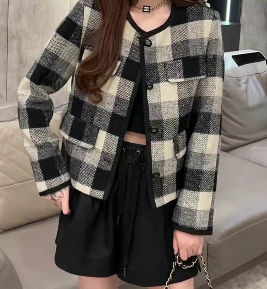 Y.BUTTERFIY韓國直郵東大門代購女裝新品推薦夾克花呢格紋Y.BUTTERFIY夾克圖色2