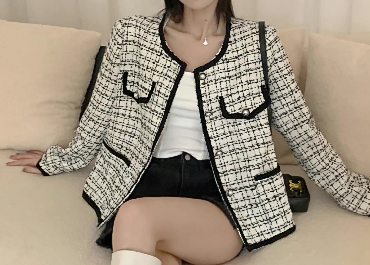 Y.BUTTERFIY韓國直郵東大門實拍女裝新品24秋冬連衣裙花呢Y.BUTTERFIY連衣裙