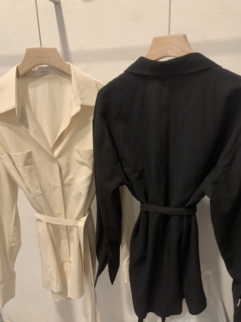 REVIEW 리뷰韓國直郵東大門實拍女裝新款推薦襯衫蕾絲衫含腰繩REVIEW襯衫/蕾絲衫