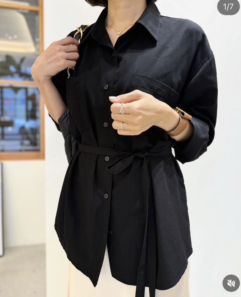 REVIEW 리뷰韓國直郵東大門實拍女裝新款推薦襯衫蕾絲衫含腰繩REVIEW襯衫/蕾絲衫