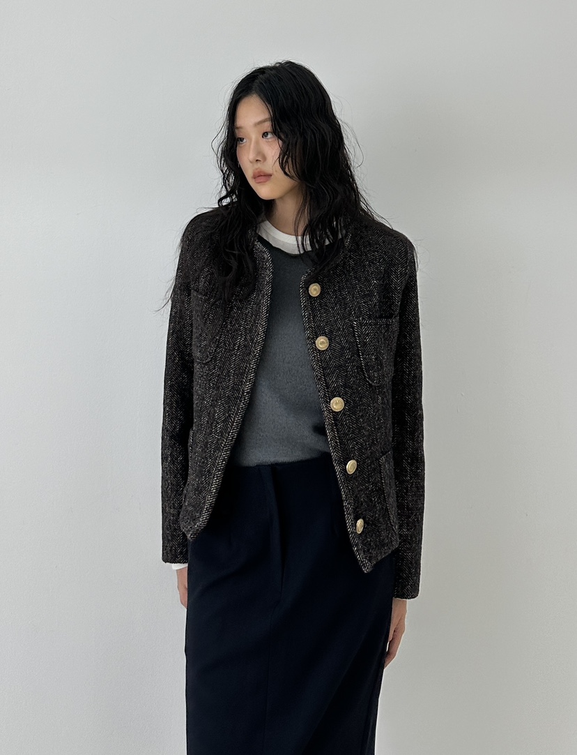 A.VER韓國直郵東大門實拍女裝新款推薦人氣熱賣夾克人字紋A.VER夾克