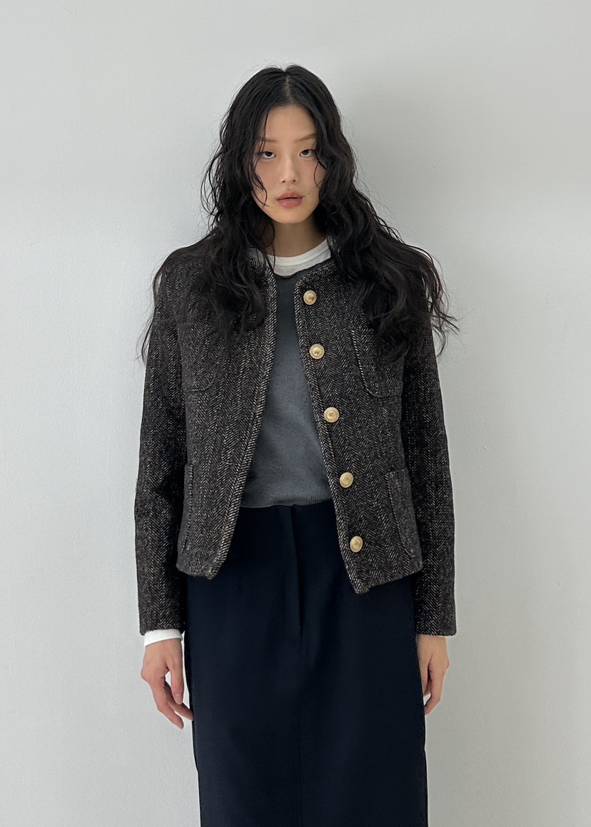 A.VER韓國直郵東大門實拍女裝新款推薦人氣熱賣夾克人字紋A.VER夾克