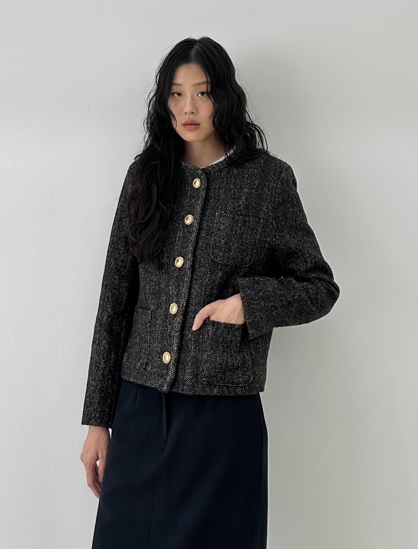 A.VER韓國直郵東大門實拍女裝新款推薦人氣熱賣夾克人字紋A.VER夾克