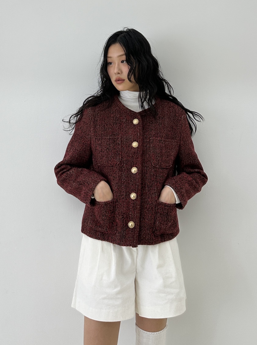 A.VER韓國直郵東大門實拍女裝新款推薦人氣熱賣夾克人字紋A.VER夾克