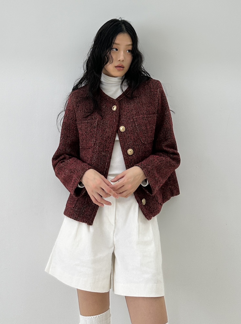 A.VER韓國直郵東大門實拍女裝新款推薦人氣熱賣夾克人字紋A.VER夾克
