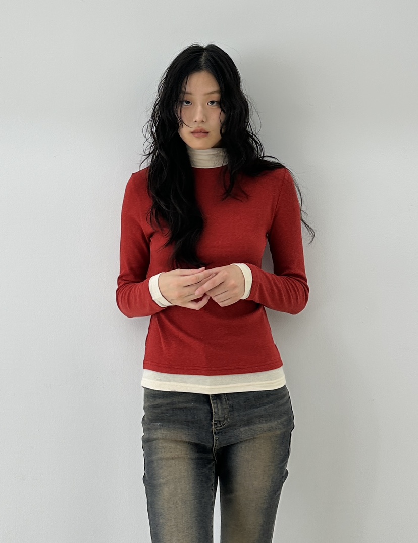 A.VER韓國直郵東大門實拍女裝新款24秋冬真品長袖T恤安哥拉A.VER長袖T恤