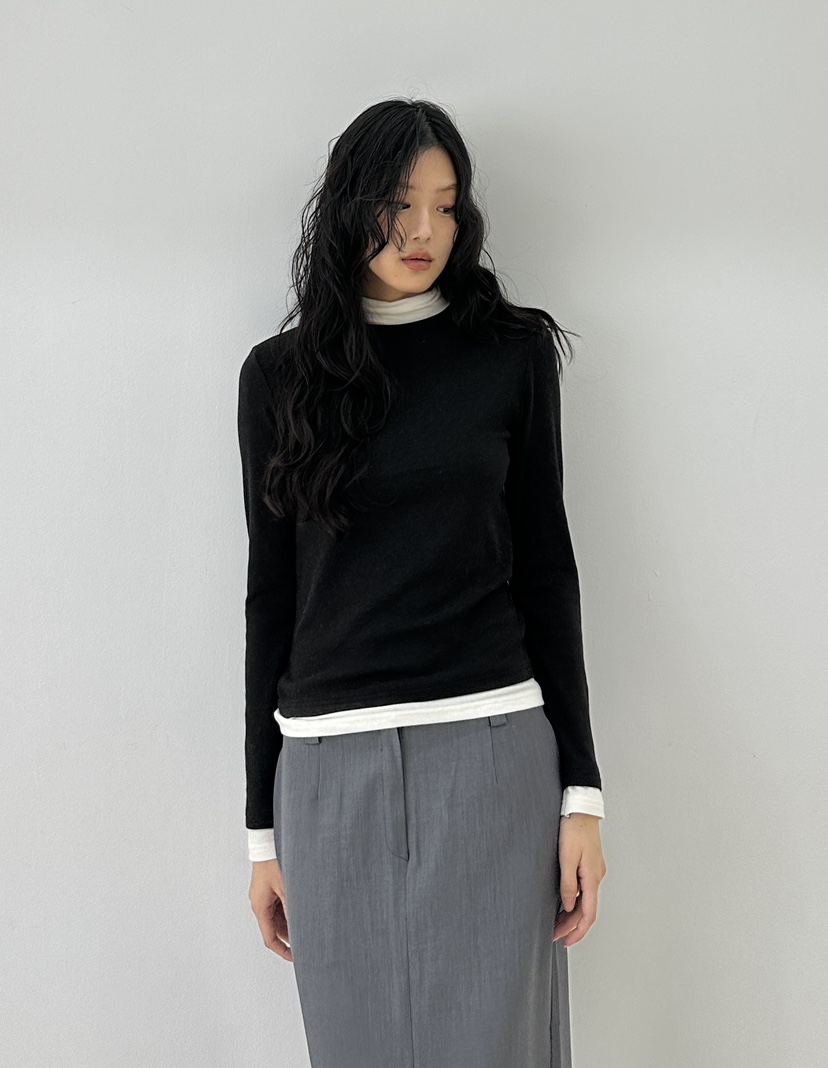 A.VER韓國直郵東大門實拍女裝新款24秋冬真品長袖T恤安哥拉A.VER長袖T恤