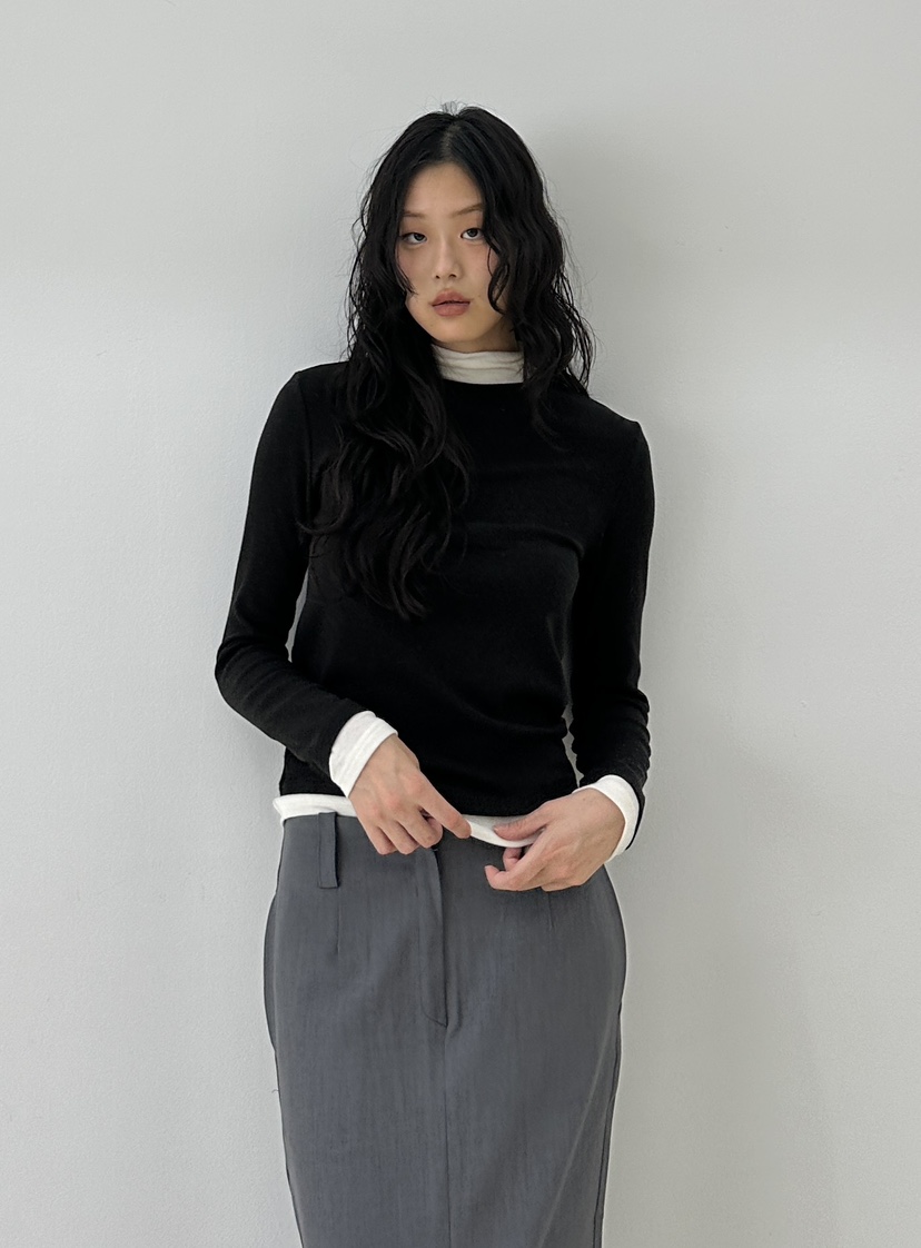 A.VER韓國直郵東大門實拍女裝新款24秋冬真品長袖T恤安哥拉A.VER長袖T恤