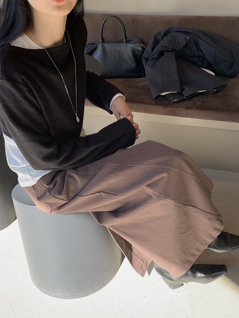 LOFN直郵韓國代購女裝新品休閑真品人氣時尚職業推薦24秋冬長裙LOFN長裙