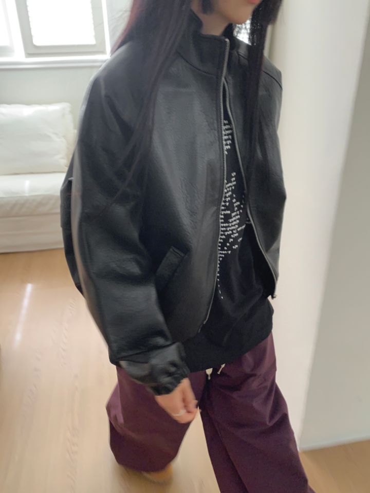4LEAF韓國直郵東大門代購女裝新品職業時尚熱賣真品皮衣皮革4LEAF皮衣
