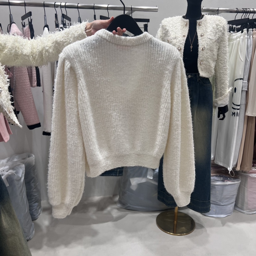 Lottimo韓國直郵東大門實拍女裝新品24秋冬毛衣羊駝毛羊毛開衫LOTTIMO毛衣