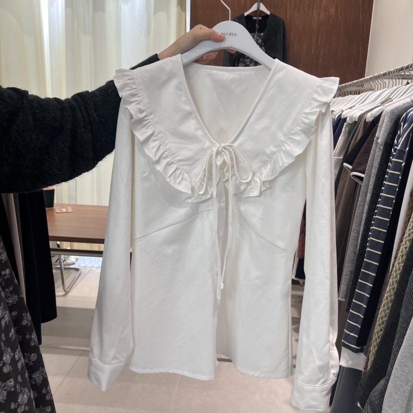 BUCKLE韓國直郵東大門實拍女裝新品真品24秋冬襯衫蕾絲衫BUCKLE襯衫/蕾絲衫