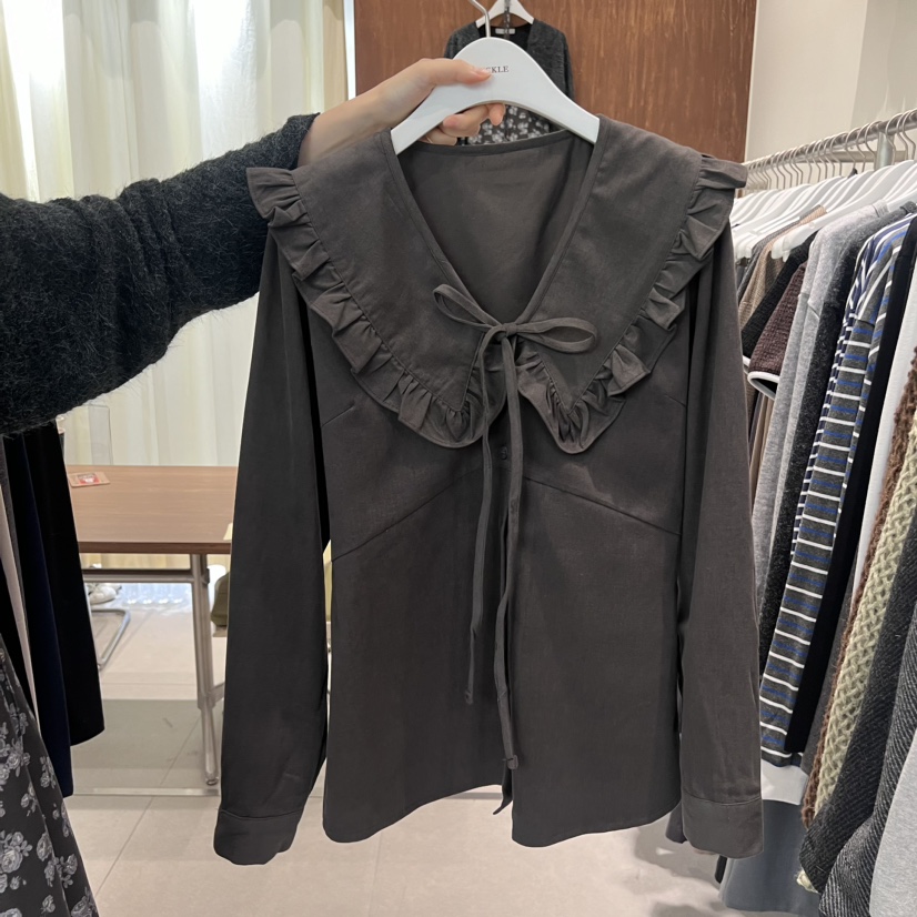 BUCKLE韓國直郵東大門實拍女裝新品真品24秋冬襯衫蕾絲衫BUCKLE襯衫/蕾絲衫圖色2