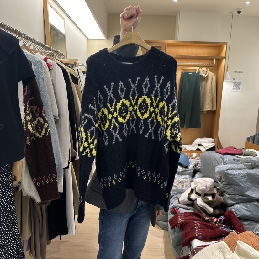 VAN NUVO韓國直郵女裝新品時尚真品24秋冬推薦針織衫復古VAN NUVO針織衫圖色2