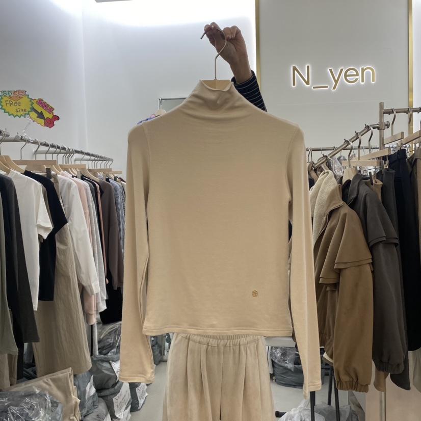 N YEN韓國直郵東大門代購女裝新款24秋冬長袖T恤羊毛抓絨N YEN長袖T恤